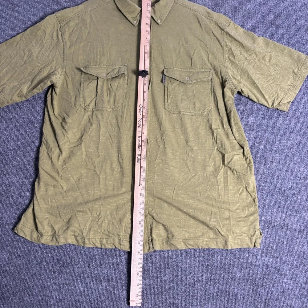 Woolrich Shirt Mens XL Olive Green Short Sleeve Button Front‎ Cotton Pockets - Picture 11 of 15